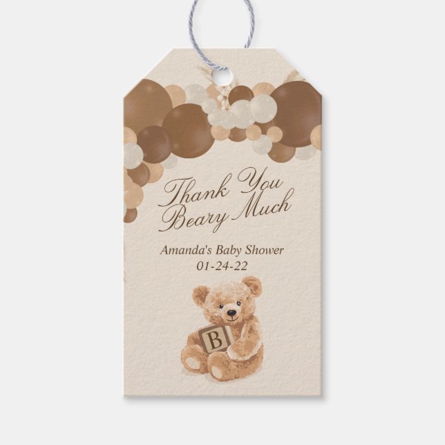 Étiquettes-cadeau Ours en peluche Pampas (Devant)