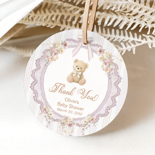 Étiquettes Cadeau Ours en peluche vintage noeud bébé douche de remer