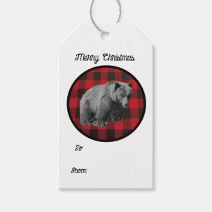 Étiquettes Cadeau Ours Grizzly Plaid Buffalo NB