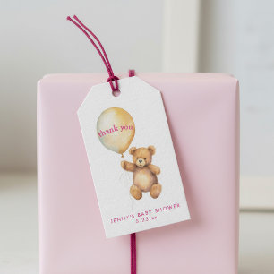 Étiquettes-cadeau Ours mignon avec plaisir ballon de fête