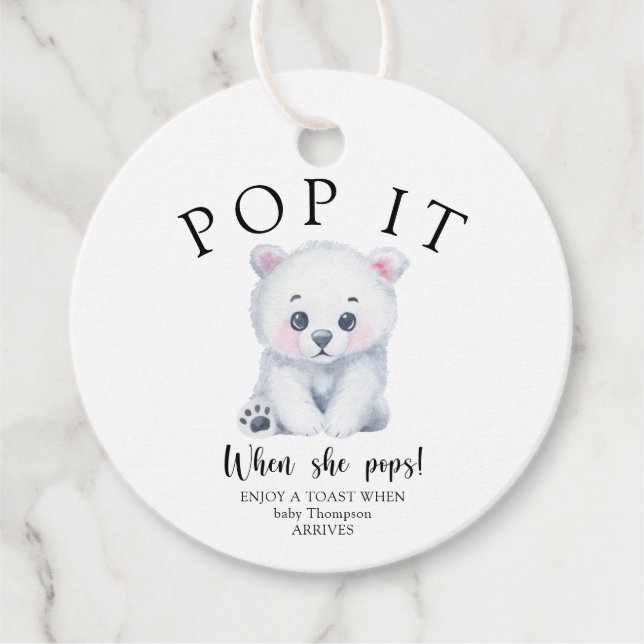 Étiquettes Cadeau Ours polaire d'hiver - Pop it! Quand elle apparaît (Devant)