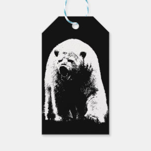 Étiquettes-cadeau Ours polaire Pop Art noir et blanc