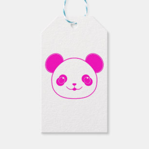 Étiquettes-cadeau Ours rose Kawaii Panda