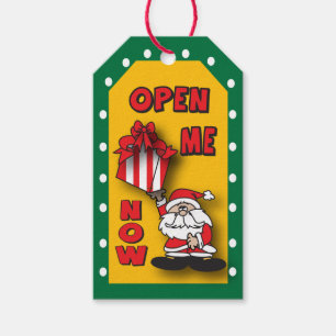 Étiquettes-cadeau Ouvrez-moi maintenant, Père Noël indique