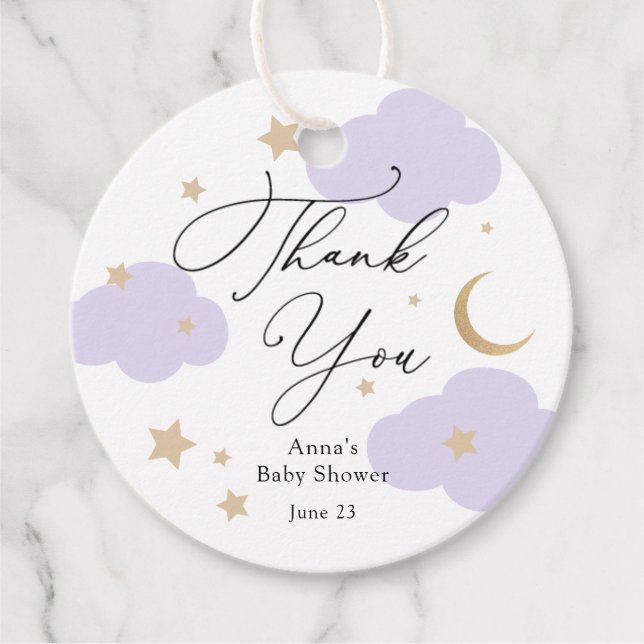 Étiquettes Cadeau Over the Moon Baby Shower  (Devant)