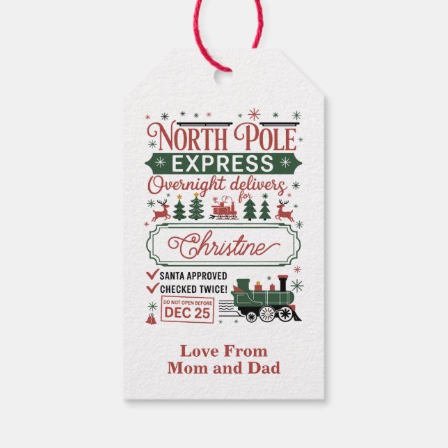 Étiquettes-cadeau Overnight Delivery Santa Approved (Dos)