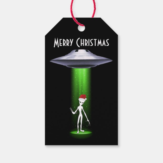Étiquettes-cadeau OVNI Noël 🛸 drôle Alien (Dos)