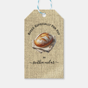 Étiquettes-cadeau Pain de campagne au levain en lin beige rustique