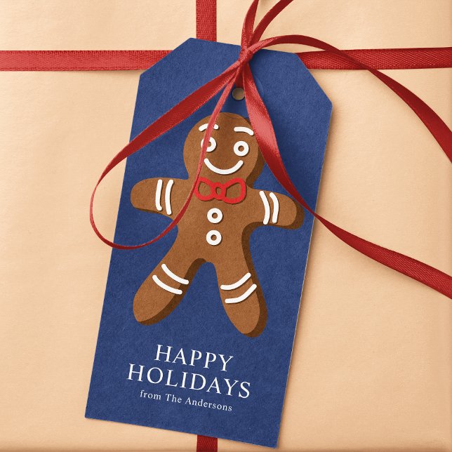Étiquettes-cadeau Pain d'épices Homme Marine Bleu Noël (Créateur téléchargé)