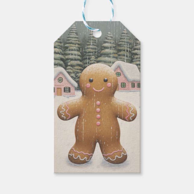 Étiquettes-cadeau Pain d'épices personnalisable Noël de l'homme (Devant)