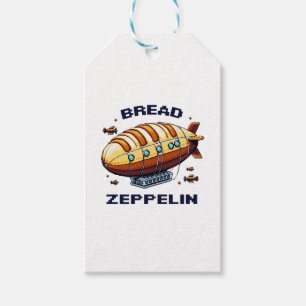 Étiquettes-cadeau Pain Zeppelin - Pixel Art Airship Retro Design