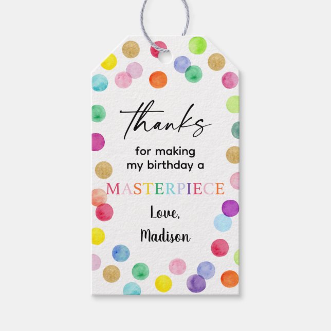 Étiquettes-cadeau Paint Spots Art Party Paint Party Anniversaire (Devant)