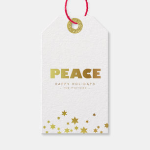 Étiquettes-cadeau Paix Fun Christmas White & Gold Mini