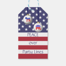 Étiquettes-cadeau Paix sur les lignes de parti Noël patriotique