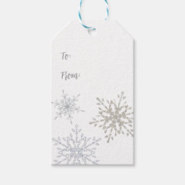 Étiquettes-cadeau Paix sur Terre Noël Or Flocon de neige en argent