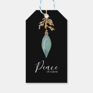 Étiquettes-cadeau Paix sur Terre teinte turquoise peinte main
