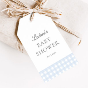 Étiquettes-cadeau Pale Blue En vichy Classic Boys Baby shower Favori