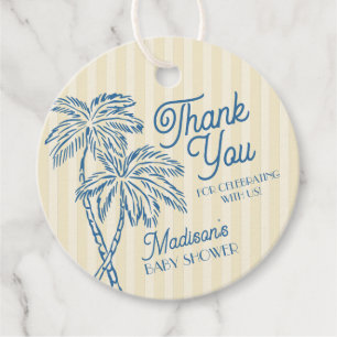 Étiquettes Cadeau Palm Springs Jaune Baby shower de plage Pastel