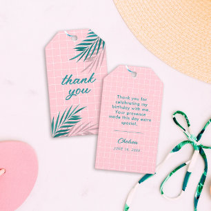 Étiquettes-cadeau Palm Springs Pool Party Rose Adulte Anniversaire