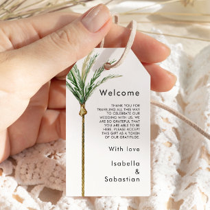 Étiquettes-cadeau Palm Tree Destination Mariage Bienvenue