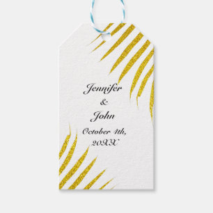 Étiquettes-cadeau Palm Tree Foliage Gold Parties scintillant blanc m