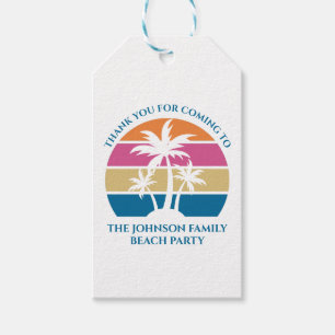 Étiquettes-cadeau Palm Tree Tropical Personnalisé Sunset Beach Party