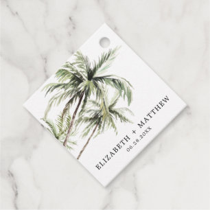 Étiquettes Cadeau Palm Tree Tropical   Tag de préférence de mariage 