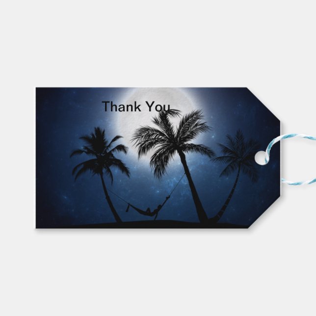 Étiquettes-cadeau Palm trees in the moonlight (Devant (Horizontal))