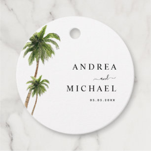 Étiquettes Cadeau Palm Trees Plage tropicale Destination Mariage