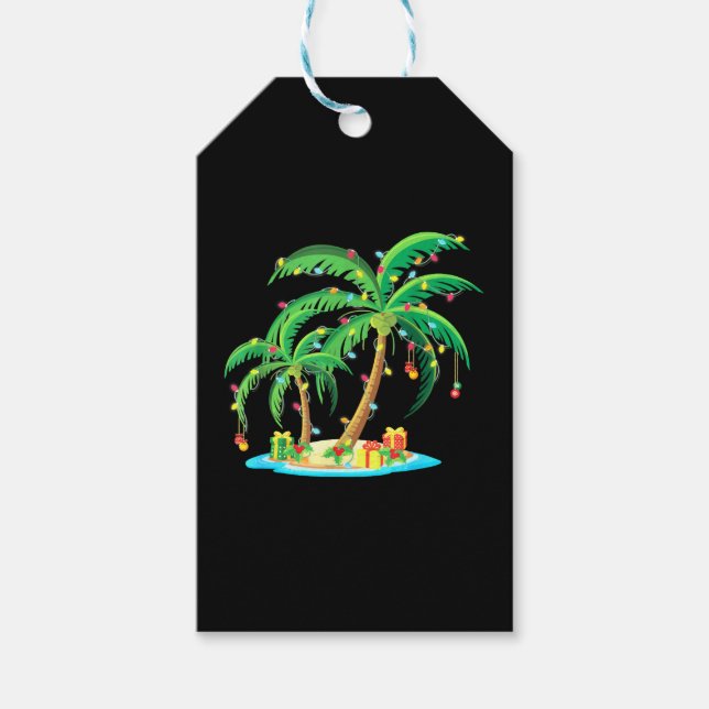 Étiquettes-cadeau Palmier de Noël Cocotier de Noël Tropical (Devant)