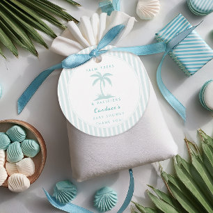 Étiquettes Cadeau Palmier et Tétine Faveur de Baby Shower Côtier