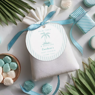 Étiquettes Cadeau Palmier et Tétine Faveur de Baby Shower Côtier