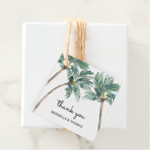 Étiquettes Cadeau Palmier tropical Aquarelle Plage Mariage