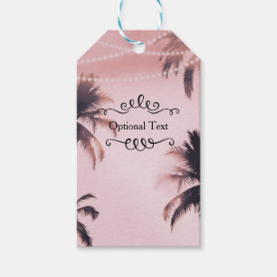 Étiquettes-cadeau Palmier Tropical & Lumières Rose Plage de Rêve