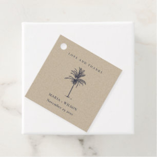 Étiquettes Cadeau Palmier Tropical Marine Kraft Mariage Merci