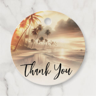 Étiquettes Cadeau Palmiers Plage Côtière Océan Lever de Soleil Maria