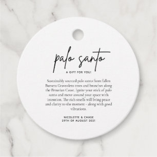 Étiquettes Cadeau Palo Santo Mariage Carte de Faveur
