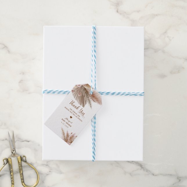 Étiquettes-cadeau Pampas Baby shower Merci Favoriser (Avec de laficelle)
