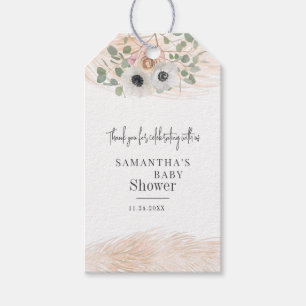 Étiquettes-cadeau Pampas Floral Grass Moderne Baby shower Fille