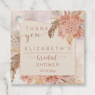 Étiquettes Cadeau Pampas Grass   Hydrangeas Fête des mariées Merci