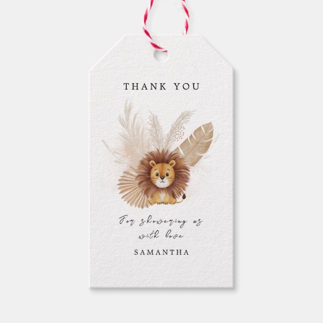 Étiquettes-cadeau Pampas mignon baby shower Lion (Devant)