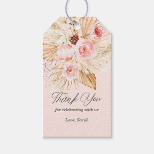 Étiquettes-cadeau Pampas rose floral boho herbe bébé douche