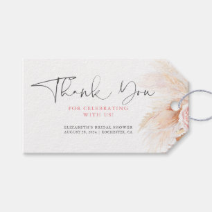 Étiquettes-cadeau Pampas Rose Floral Grass Boho Merci