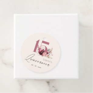 Étiquettes Cadeau Pampas rose Floral Grass Quinceanera 15e anniversa