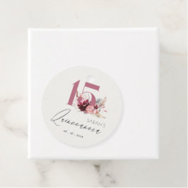 Étiquettes Cadeau Pampas rose Floral Grass Quinceanera 15e anniversa