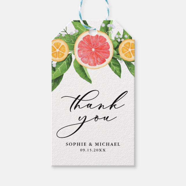 Étiquettes-cadeau Pamplemousses et Oranges Été Merci (Devant)