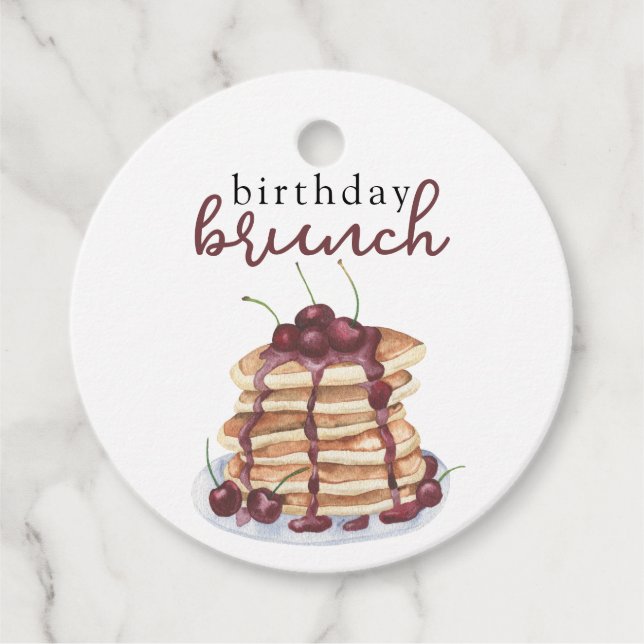 Étiquettes Cadeau Pancakes aquarelle fête d'anniversaire (Devant)