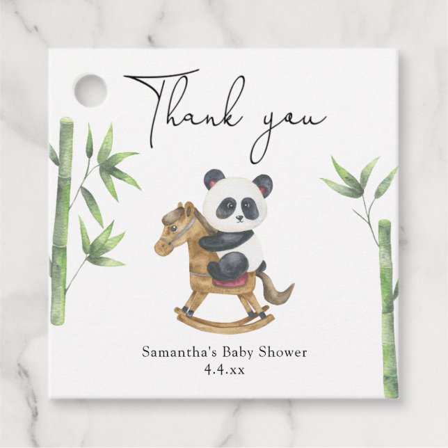 Étiquettes Cadeau Panda bear merci baby shower (Devant)
