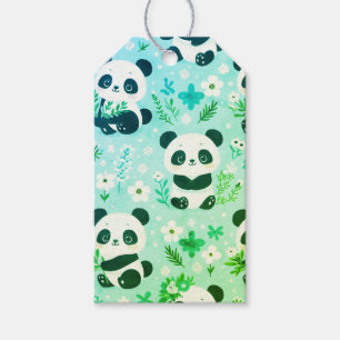 Étiquettes-cadeau Panda Bear Motif Vert Imprimer