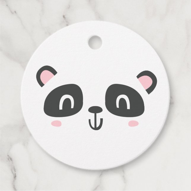Étiquettes Cadeau Panda de caractère mignon anniversaire des enfants (Devant)